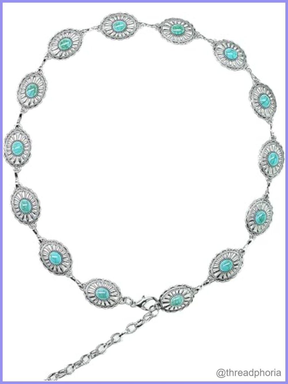 Turquoise Concho Chain Belt Adjustable Western Cowgirl Waist Chain